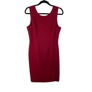 Banana Republic Sheath Dress Scoop Neck V-Back‎ Sleeveless Red 8 Career Preppy